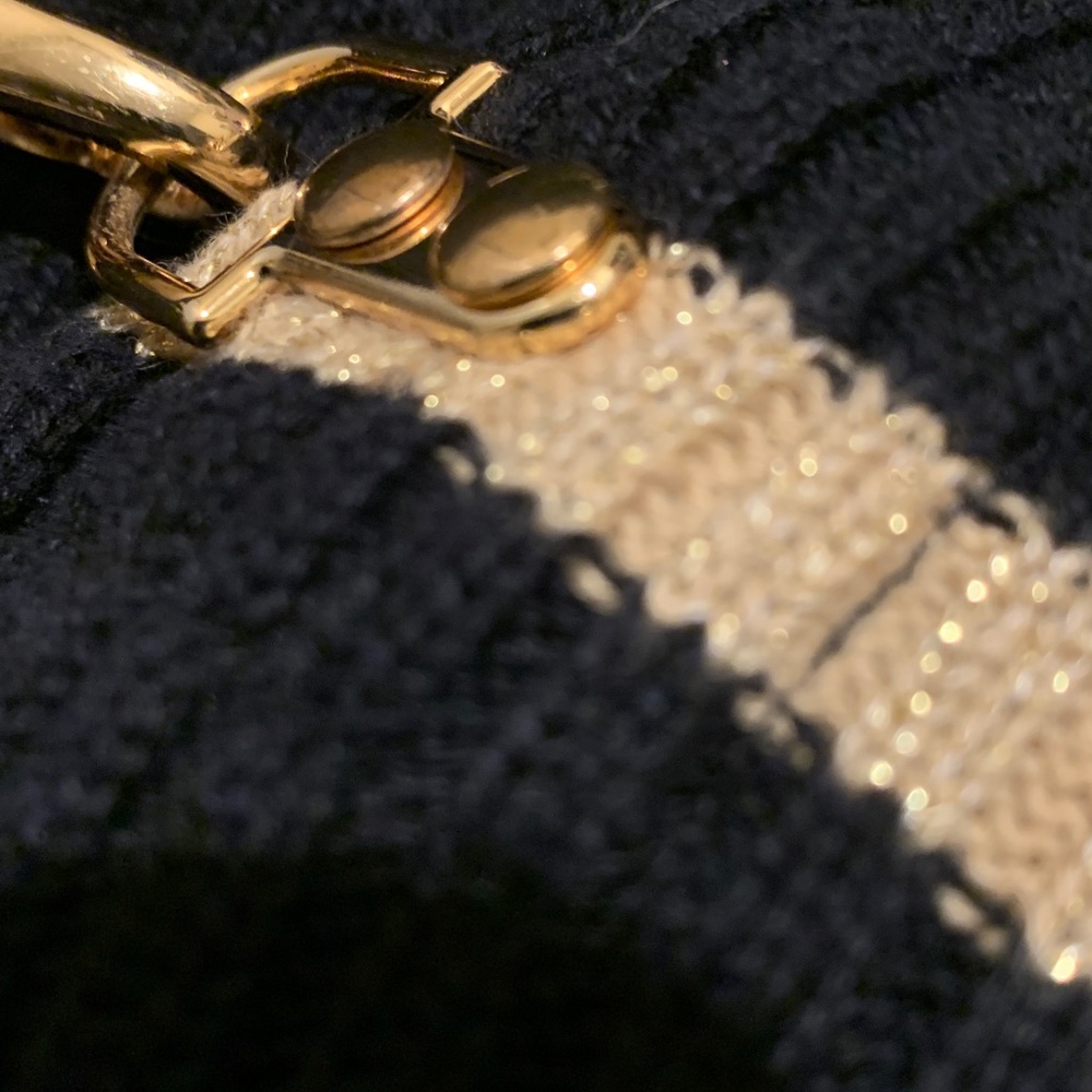 Ralph Lauren Black Label Ribbed Cotton Sweater with Gold Metallic Threads M - Picture 10 of 15